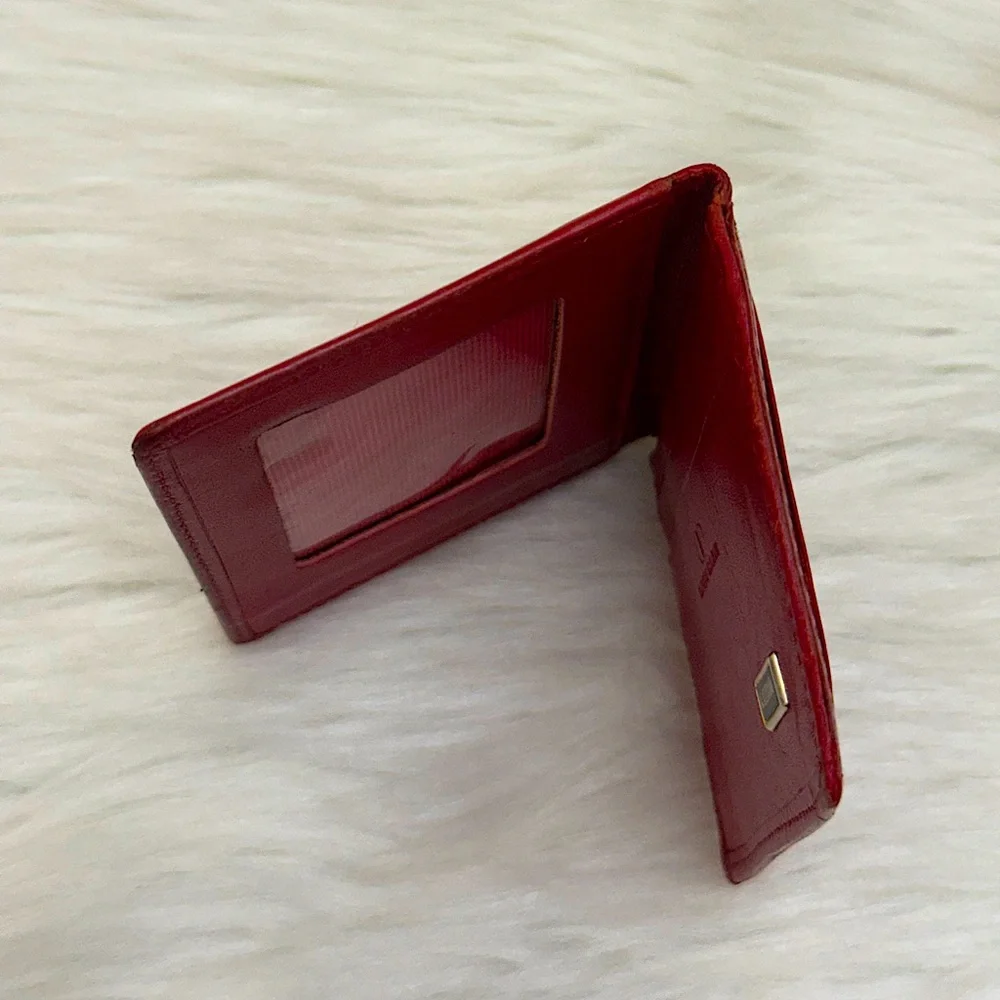 VALENTINO GARAVANI - RED LEATHER BIFOLD CARDHOLDER WALLET CASE